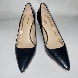 Coach Black Leather Pointed Toe Kitten Heel Pumps Women's Size 11